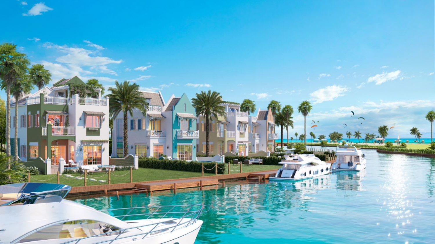 Hệ thống kênh đào Lagoon len lỏi quanh các căn second home tại phân kỳ Long Island (Ảnh phối cảnh dự án)
