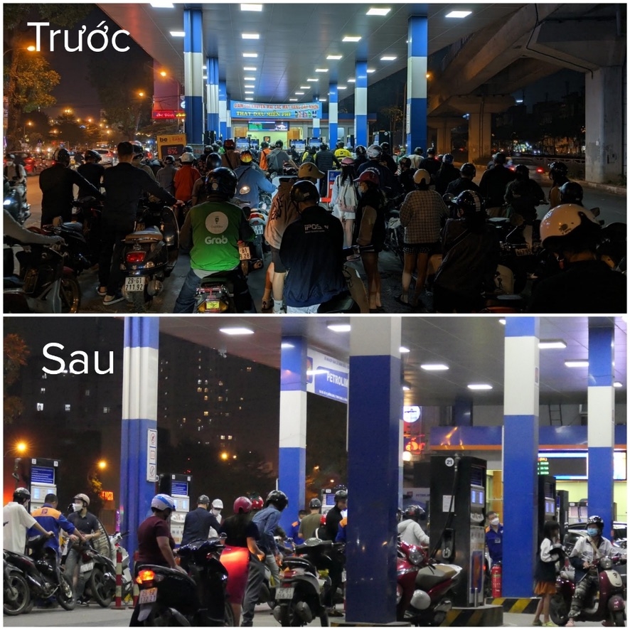 Số lượng phương tiện xếp hàng mua xăng tại cửa hàng Petrolimex-  số 31 trên đường Láng giảm hẳn so với 2 tuần đầu tháng 11. Trong tuần qua (từ ngày 14/11- 20/11) trên địa bàn thành phố Hà Nội, hiện tượng ùn tắc, xếp hàng dài dằng dặc chờ mua xăng đã chấm dứt. Tại các một số khung giờ cao điểm mua xăng trong ngày, lượng phương tiện có tăng, song không bị dồn ứ và phải chờ đợi quá lâu như những ngày trước. Các cửa hàng bán lẻ xăng dầu đang dần lấy lại nhịp độ bán hàng thông thường. 