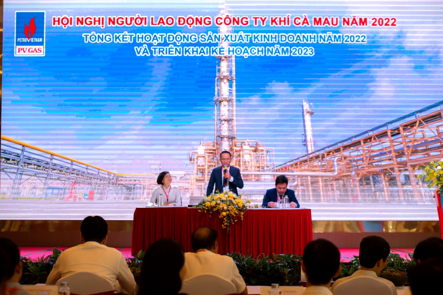 Đoàn chủ tọa điều hành Hội nghị Người lao động KCM 2022