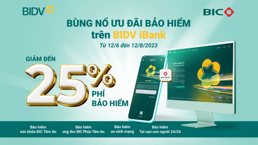Ưu đãi tới 25% khi mua bảo hiểm BIC qua ứng dụng Omni BIDV iBank Ưu đãi tới 25% khi mua bảo hiểm BIC qua ứng dụng Omni BIDV iBank
