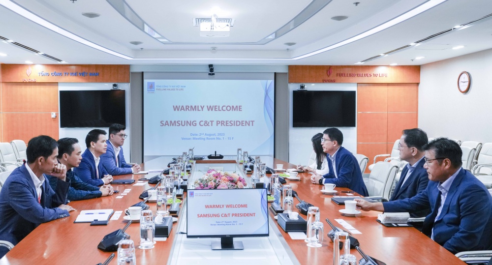 Hai bên bày tỏ niềm vui mừng trước mối liên hệ hợp tác hiệu quả và phát triển; đặc biệt đánh giá cao năng lực phối hợp giữa PV GAS, Samsung C&T cùng các đơn vị liên quan Hai bên bày tỏ niềm vui mừng trước mối liên hệ hợp tác hiệu quả và phát triển; đặc biệt đánh giá cao năng lực phối hợp giữa PV GAS, Samsung C&T cùng các đơn vị liên quan