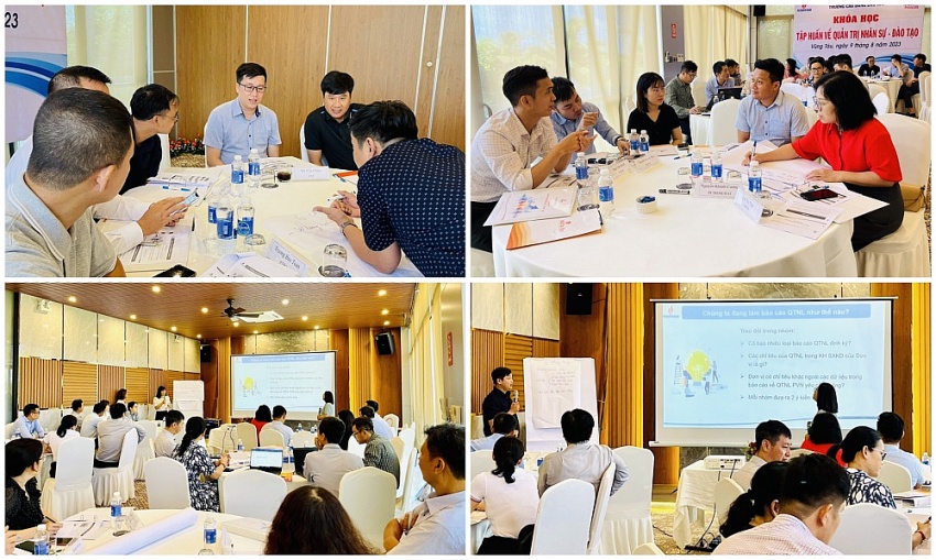 Các nhóm tích cực trao đổi ý kiến và thuyết trình trước lớp