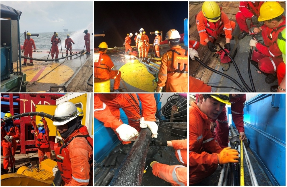 Xí nghiệp Cơ điện Vietsovpetro thực hiện thành công dịch vụ sửa chữa tuyến cáp điện ngầm STV CPP - SVNE
