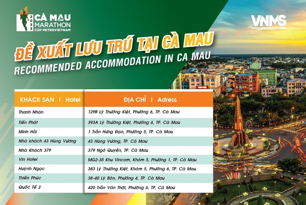 Gợi ý những phương thức di chuyển và điểm lưu trú khi tham gia giải Marathon Cà Mau 2023 Gợi ý những phương thức di chuyển và điểm lưu trú khi tham gia giải Marathon Cà Mau 2023