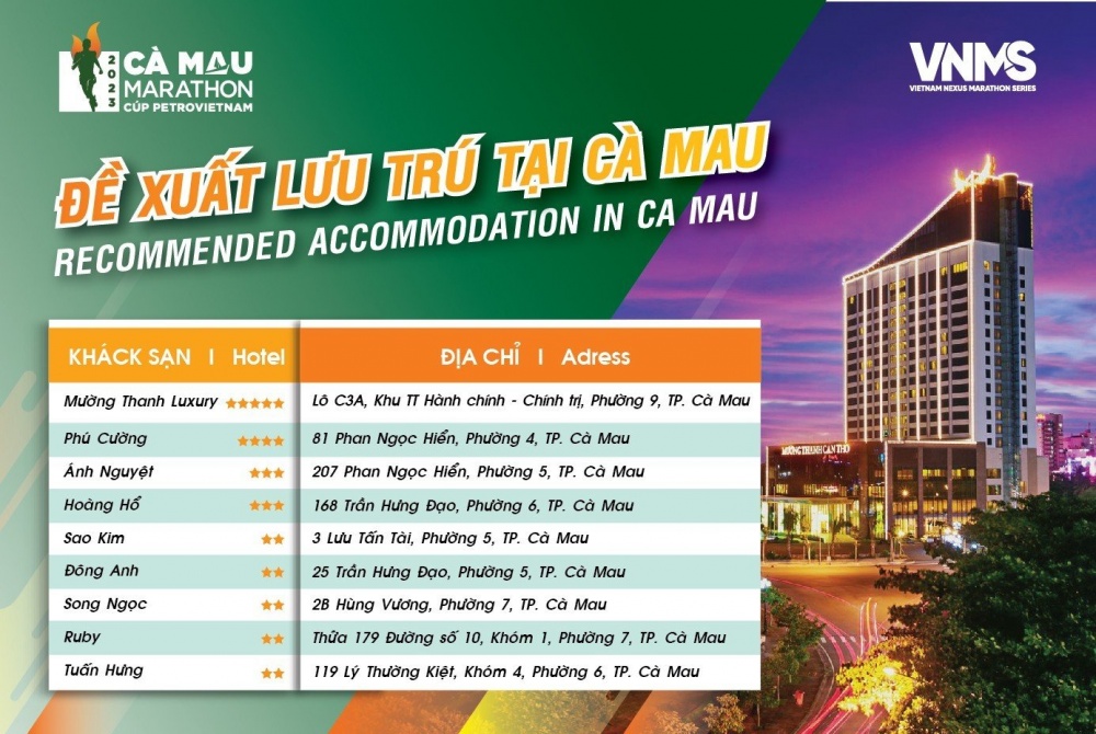 Gợi ý những phương thức di chuyển và điểm lưu trú khi tham gia giải Marathon Cà Mau 2023 Gợi ý những phương thức di chuyển và điểm lưu trú khi tham gia giải Marathon Cà Mau 2023