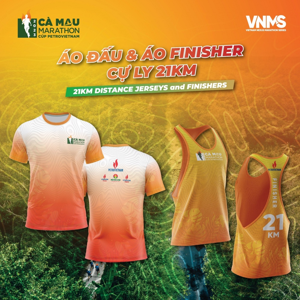 Áo đấu và áo Finisher cự ly 21km.