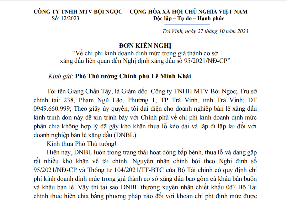 Doanh nghiệp bán lẻ xăng dầu tiếp tục “cầu cứu” Thủ tướng Doanh nghiệp bán lẻ xăng dầu tiếp tục “cầu cứu” Thủ tướng