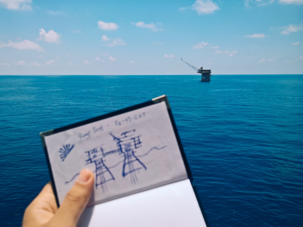 20-TNT-AB-0002-06: Ký họa và giàn đầu giếng E1 tại mỏ Rạng Đông - dự án E1-4S-Extension cho khách hàng JVPC (năm 2019). 20-TNT-AB-0002-06: Ký họa và giàn đầu giếng E1 tại mỏ Rạng Đông - dự án E1-4S-Extension cho khách hàng JVPC (năm 2019).