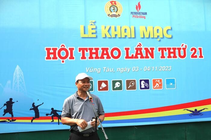 Chủ tịch HĐQT PV Drilling Mai Thế Toàn phát biểu tại lễ khai mạc. Chủ tịch HĐQT PV Drilling Mai Thế Toàn phát biểu tại lễ khai mạc.
