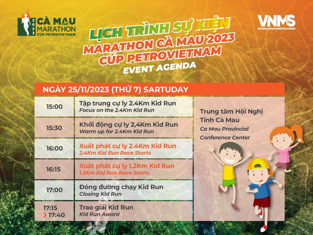 Lịch trình giải Marathon Cà Mau 2023 - Cúp Petrovietnam