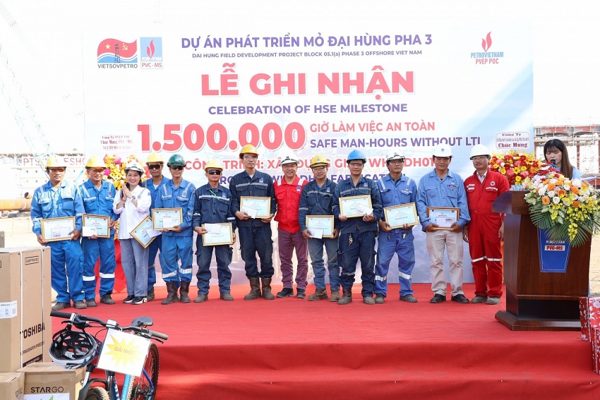 Dự án Phát triển mỏ Đại Hùng pha 3 ghi nhận 1,5 triệu giờ làm việc an toàn