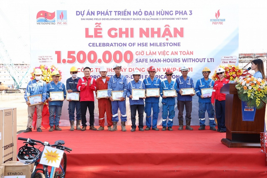Dự án Phát triển mỏ Đại Hùng pha 3 ghi nhận 1,5 triệu giờ làm việc an toàn