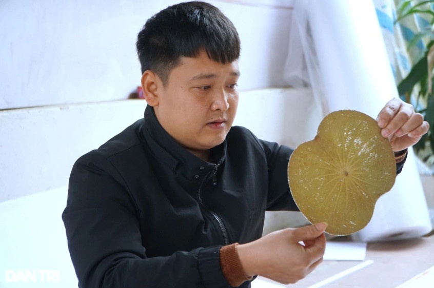 Một phôi lá sen đã được anh Quân xử lý hoàn thiện (Ảnh: Thanh Tùng).