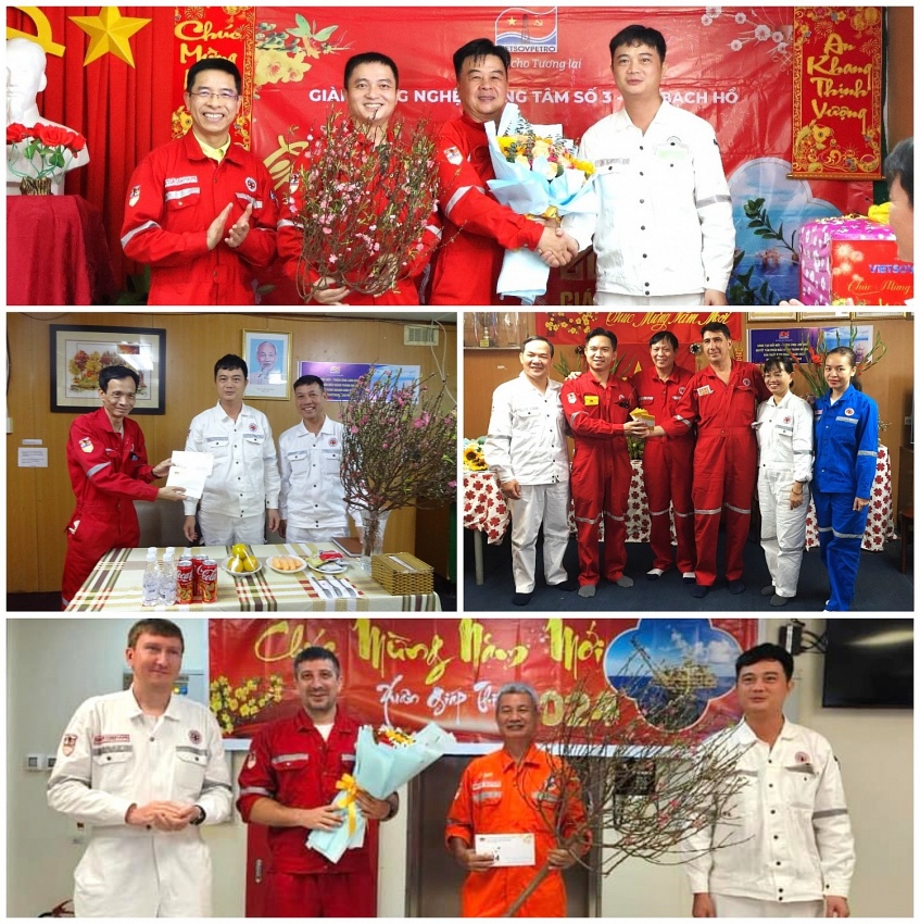 Ban lãnh đạo Xí nghiệp Khai thác Dầu khí chúc Tết người lao động trên các công trình biển