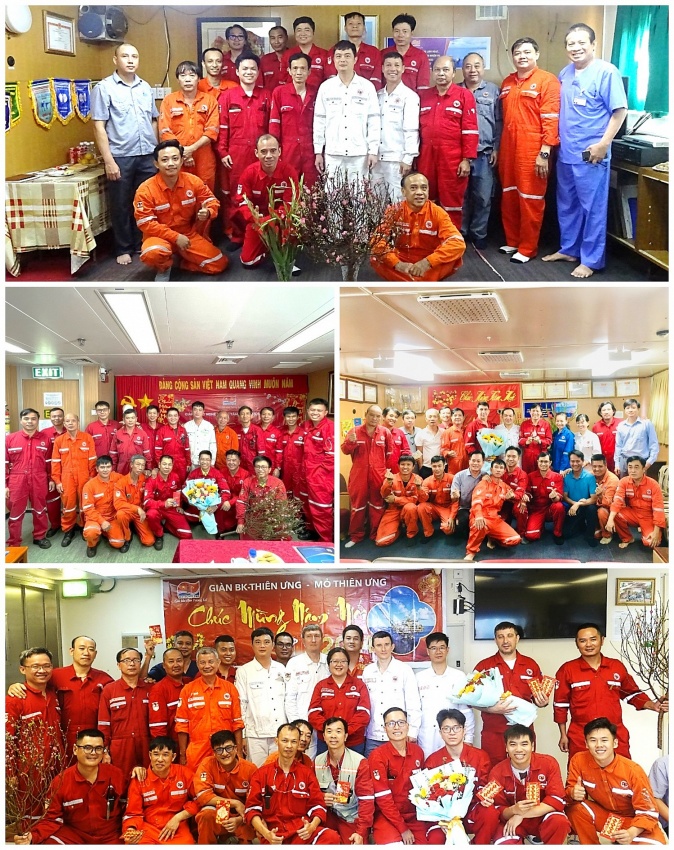 Ban lãnh đạo Xí nghiệp Khai thác Dầu khí chúc Tết người lao động trên các công trình biển