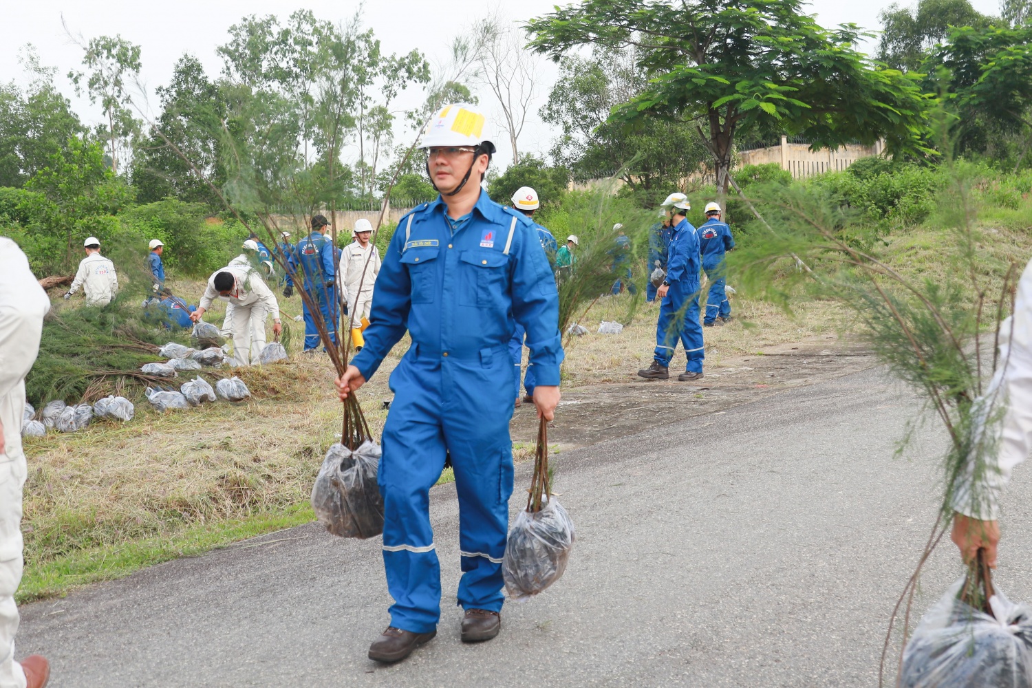 Ông Trần Tấn Chức – Trưởng Ban BDSC tham gia hoạt động trồng cây tại chương trình.