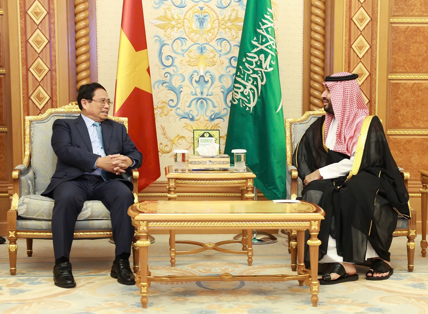 Thủ tướng Chính phủ Phạm Minh Chính hội đàm với Hoàng Thái tử, Thủ tướng Saudi Arabia Mohammed bin Salman Bin Abdulaziz Al Saud - Ảnh: VGP/Nhật Bắc Thủ tướng Chính phủ Phạm Minh Chính hội đàm với Hoàng Thái tử, Thủ tướng Saudi Arabia Mohammed bin Salman Bin Abdulaziz Al Saud - Ảnh: VGP/Nhật Bắc