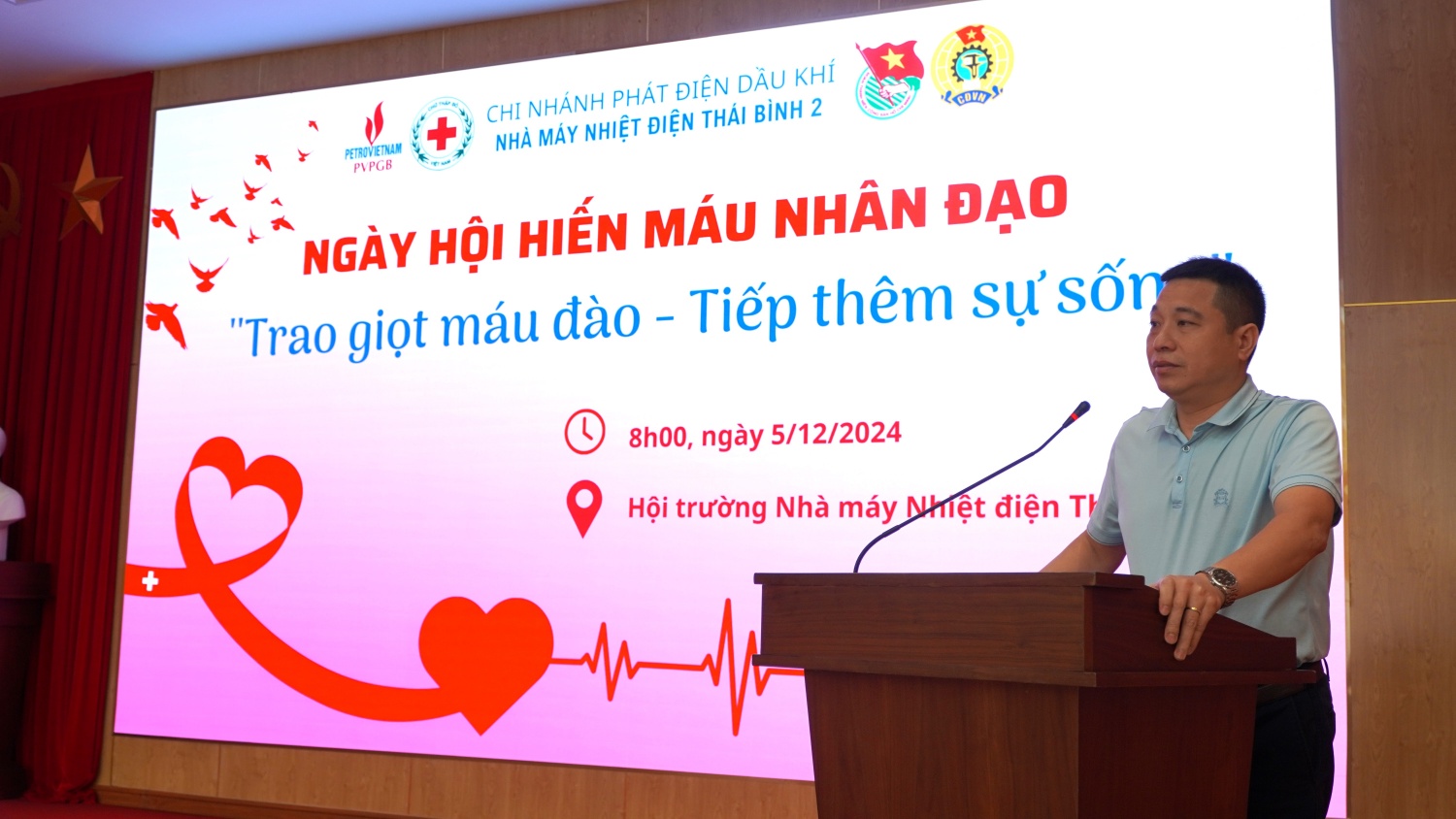 Ngày hội hiến máu nhân đạo “Trao giọt máu đào - Tiếp thêm sự sống” năm 2024 tại NMNĐ Thái Bình 2