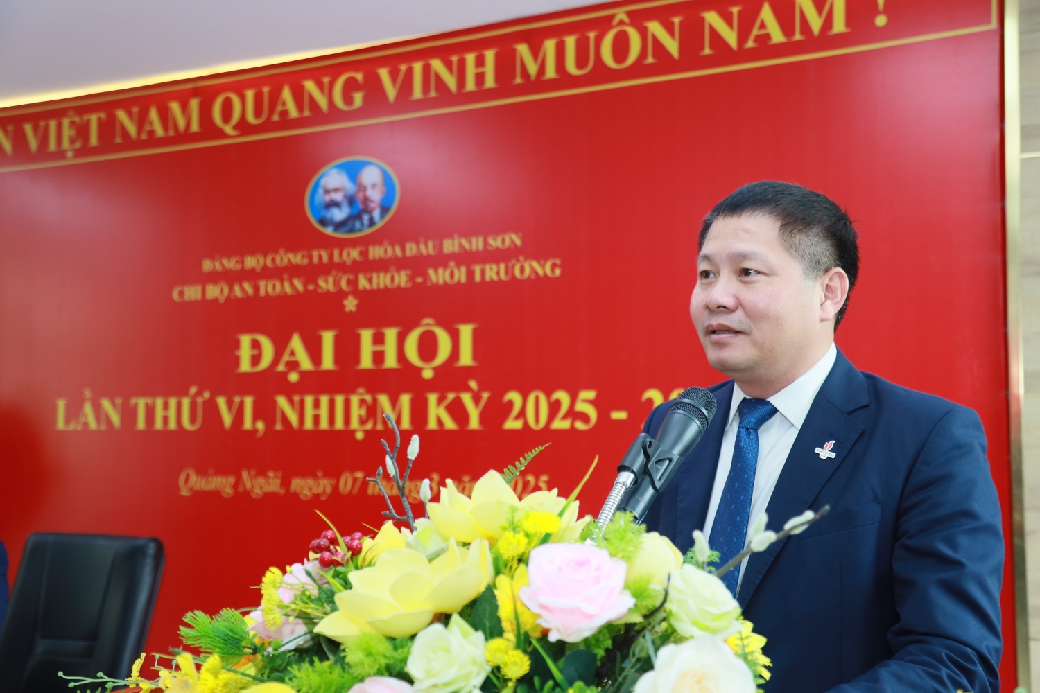 Đồng chí Bùi Ngọc Dương - Bí thư Đảng ủy, Chủ tịch HĐQT BSR phát biểu chỉ đạo tại Đại hội