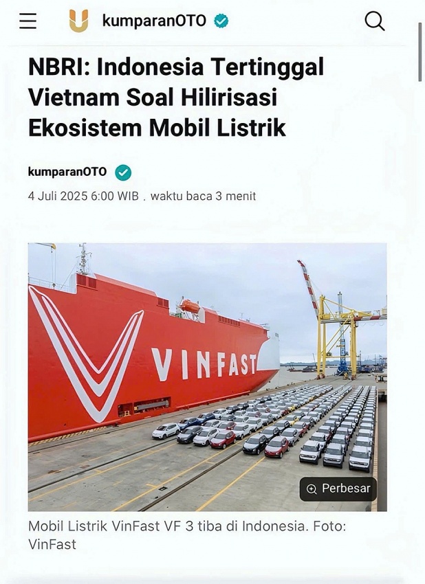 Indonesia muốn rút ngắn lộ trình phát triển xe điện từ mô hình của VinFast Indonesia muốn rút ngắn lộ trình phát triển xe điện từ mô hình của VinFast