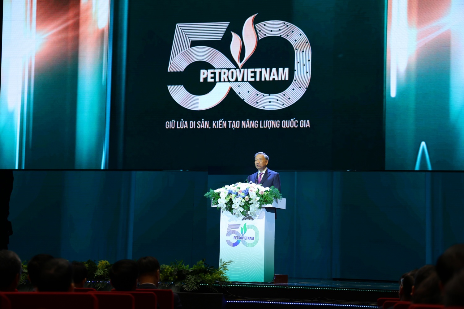 Tổng Bí thư Tô Lâm phát biểu trong Lễ kỷ niệm 50 năm thành lập Petrovietnam