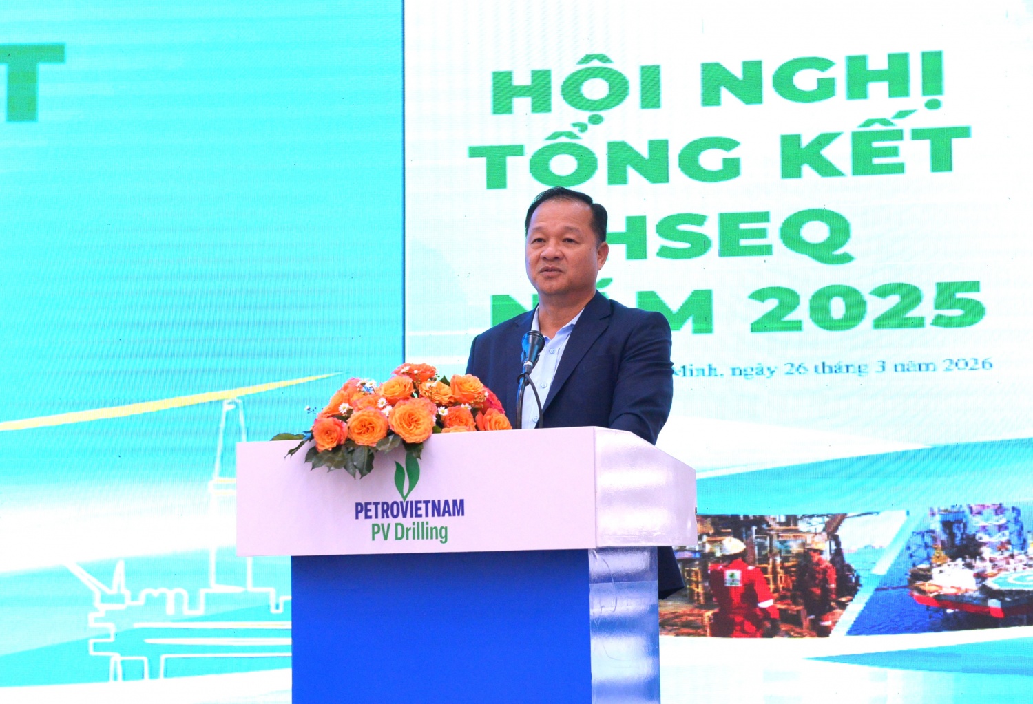Chủ tịch HĐQT PV Drilling Mai Thế Toàn phát biểu tại hội nghị HSEQ 2025