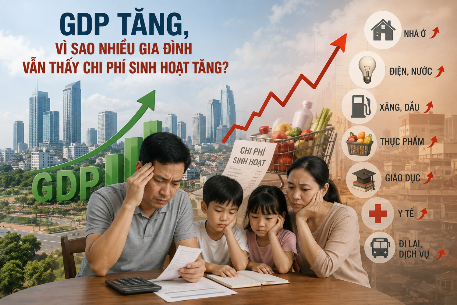 GDP tăng, vì sao nhiều gia đình vẫn thấy chi phí sinh hoạt tăng? GDP tăng, vì sao chi phí sinh hoạt vẫn là bài toán lớn?