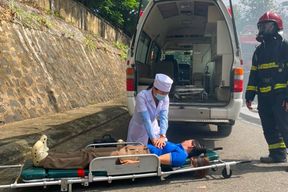 Thực tập phương án PCCC, đảm bảo vận hành an toàn Khu nhà ở và dịch vụ của CBCNV NMLD Dung Quất