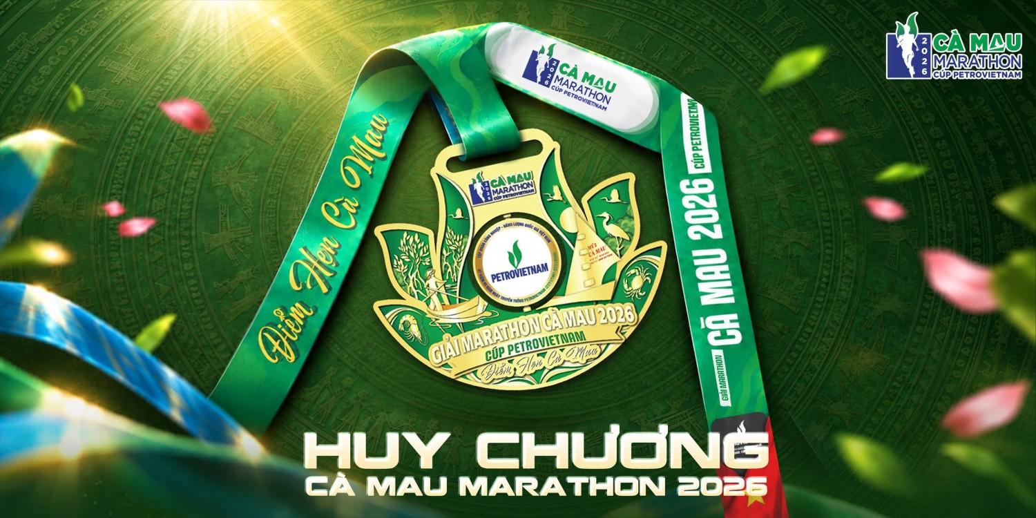 Cà Mau Marathon 2026 - Cúp PETROVIETNAM ra mắt huy chương xoay 360°