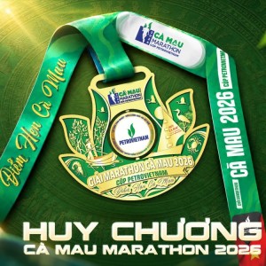 Cà Mau Marathon 2026 - Cúp PETROVIETNAM ra mắt huy chương xoay 360°