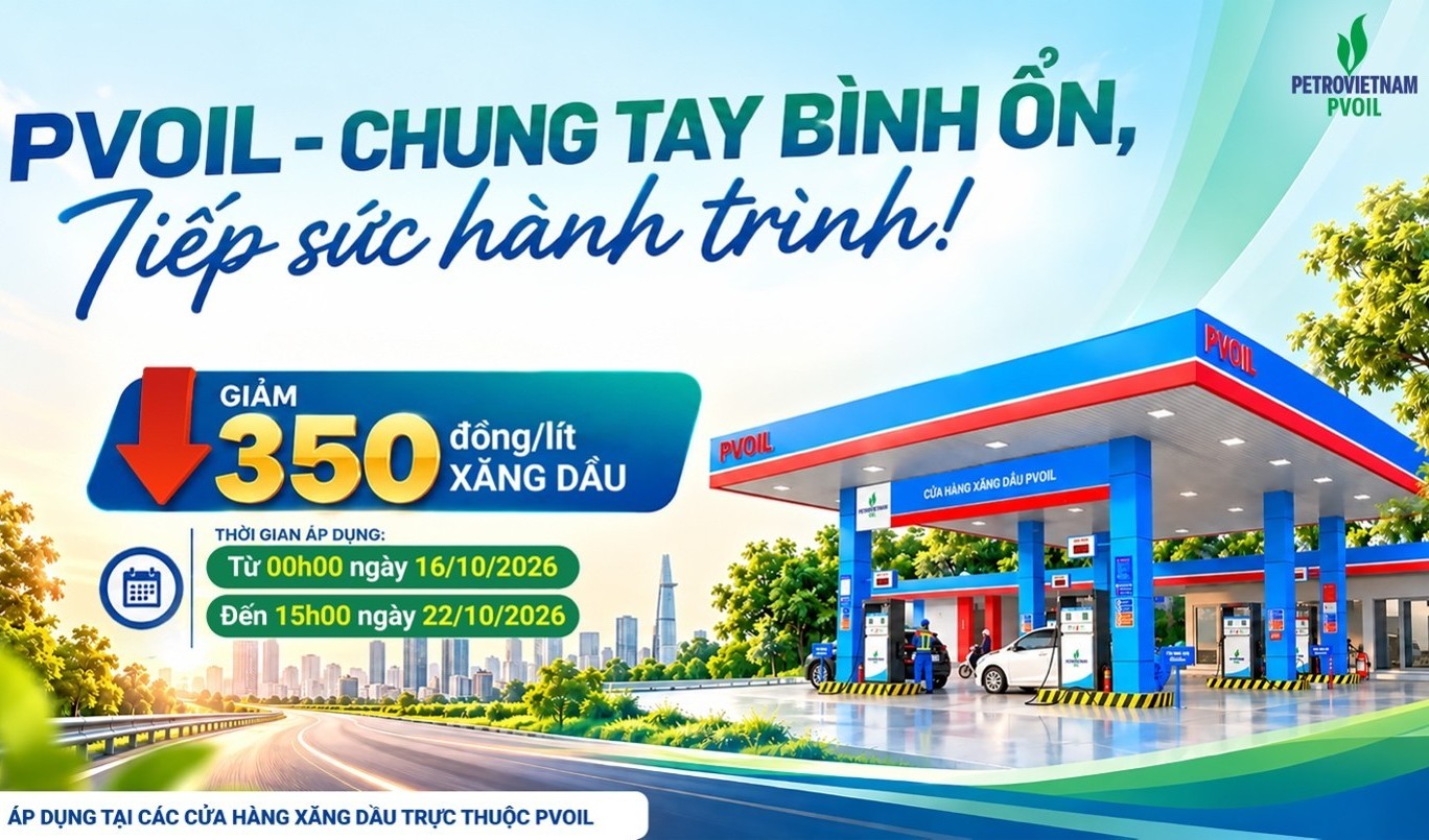 PVOIL giảm giá 350 đồng/lít xăng dầu tại 1.100 cửa hàng trên toàn quốc