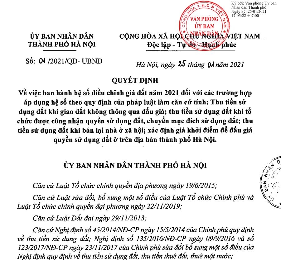 Hà Nội: Điều chỉnh hệ số K, cao nhất ở mức 2,15