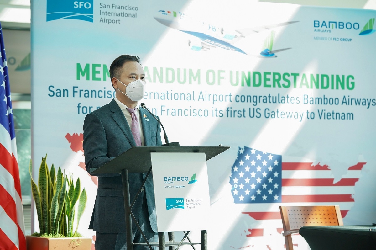 Bamboo Airways đón chuyến bay thẳng không dừng đầu tiên kết nối Việt – Mỹ tại sân bay San Francisco