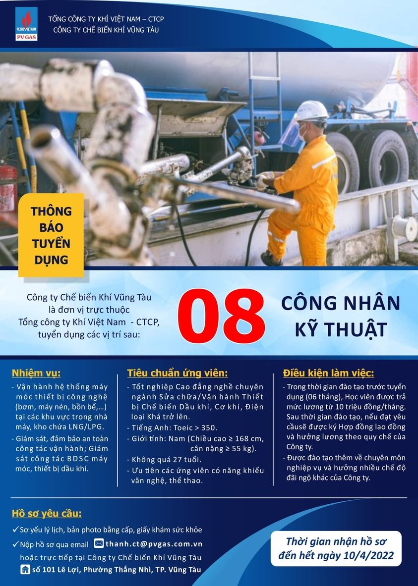 KVT tuyển công nhân kỹ thuật