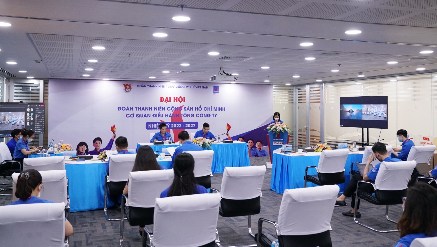Đại hội Đoàn Thanh niên CQĐH PV GAS thực hiện phòng chống covid và trực tuyến