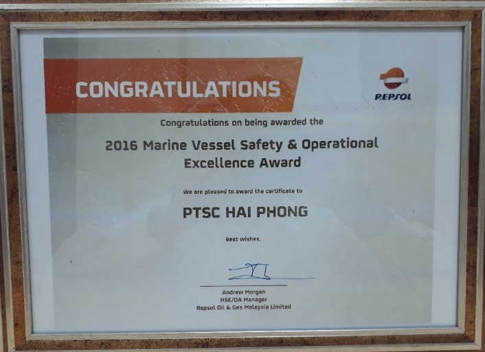 ptsc marine nhan giai thuong quoc te ve an toan hang hai