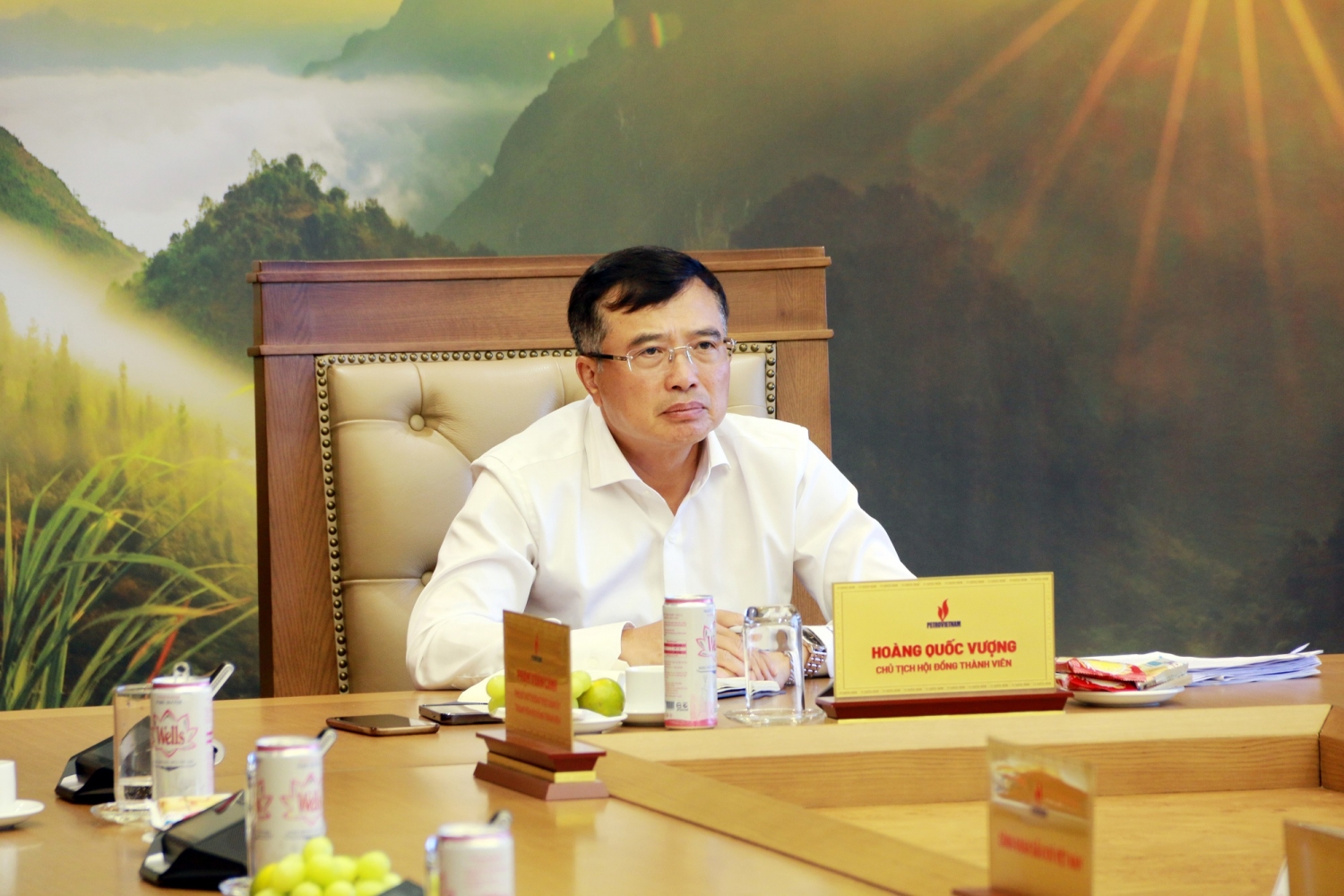 Chủ tịch HĐTV Petrovietnam Hoàng Quốc Vượng phát biểu chỉ đạo hội nghị 