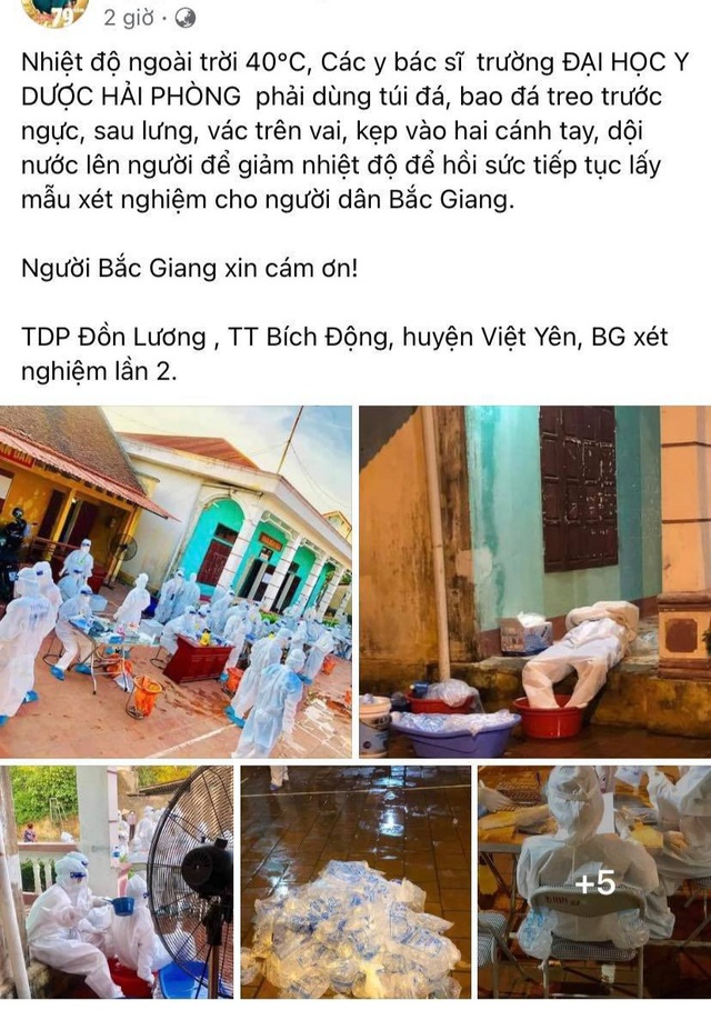 Thương cảm hình ảnh y bác sĩ dội nước đá lên người làm mát tại Bắc Giang  - 1