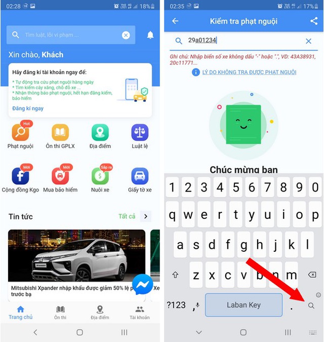 Hướng dẫn tra cứu phạt nguội giao thông bằng ứng dụng trên smartphone - 2