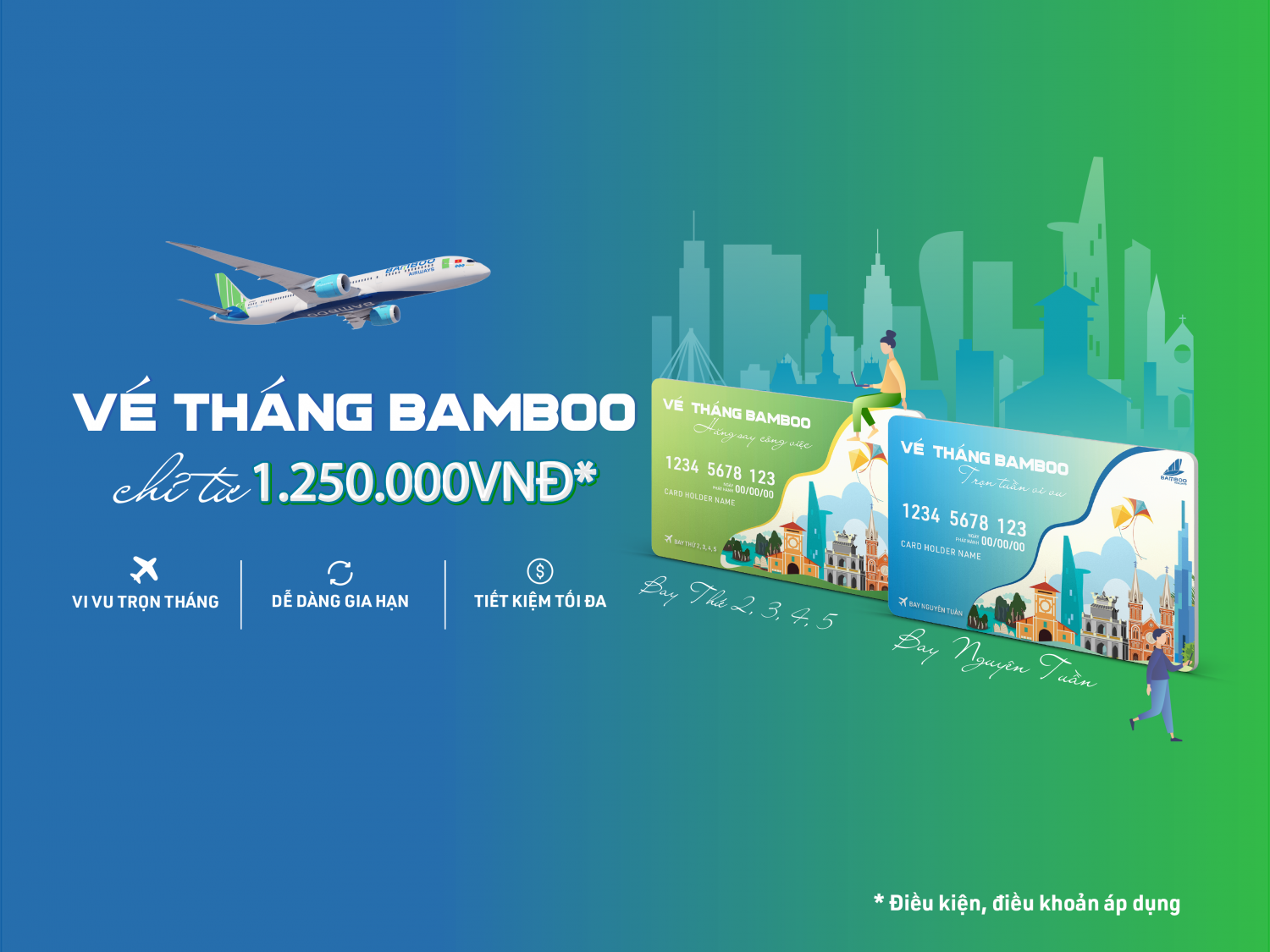 Mua vé tháng tiện ích, bay thỏa thích cùng Bamboo Airways Mua vé tháng tiện ích, bay thỏa thích cùng Bamboo Airways