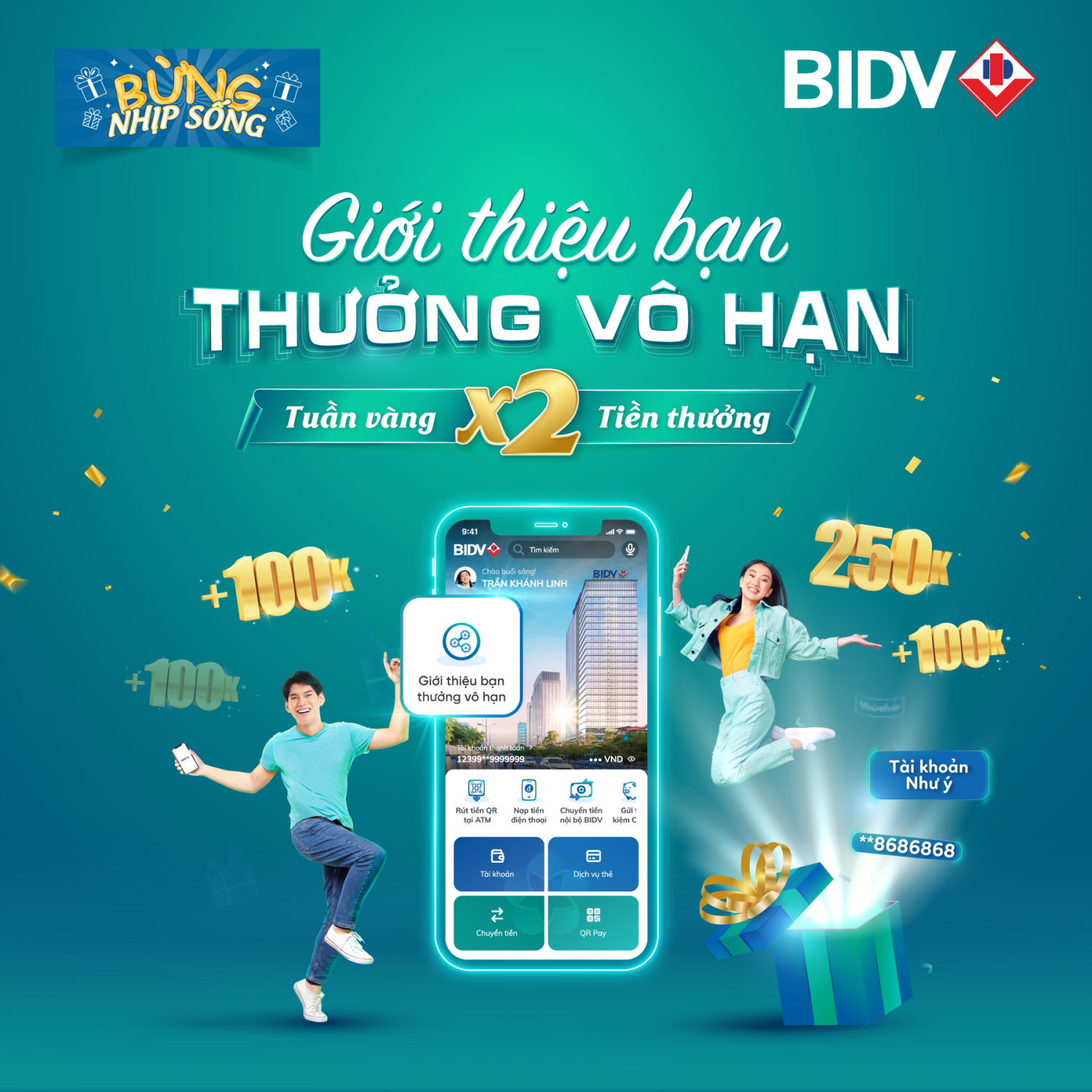 Giới thiệu bạn - Thưởng vô hạn với BIDV SMARTBANKING