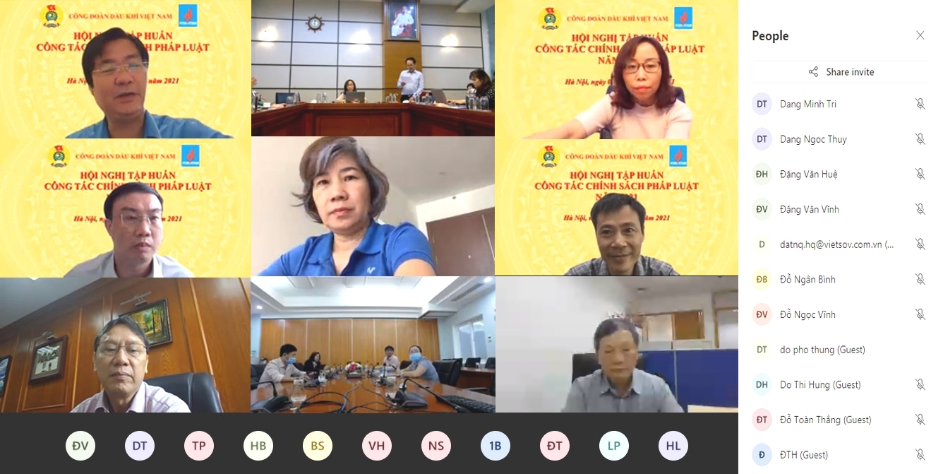 CĐ DKVN tập huấn trực tuyến công tác chính sách pháp luật năm 2021