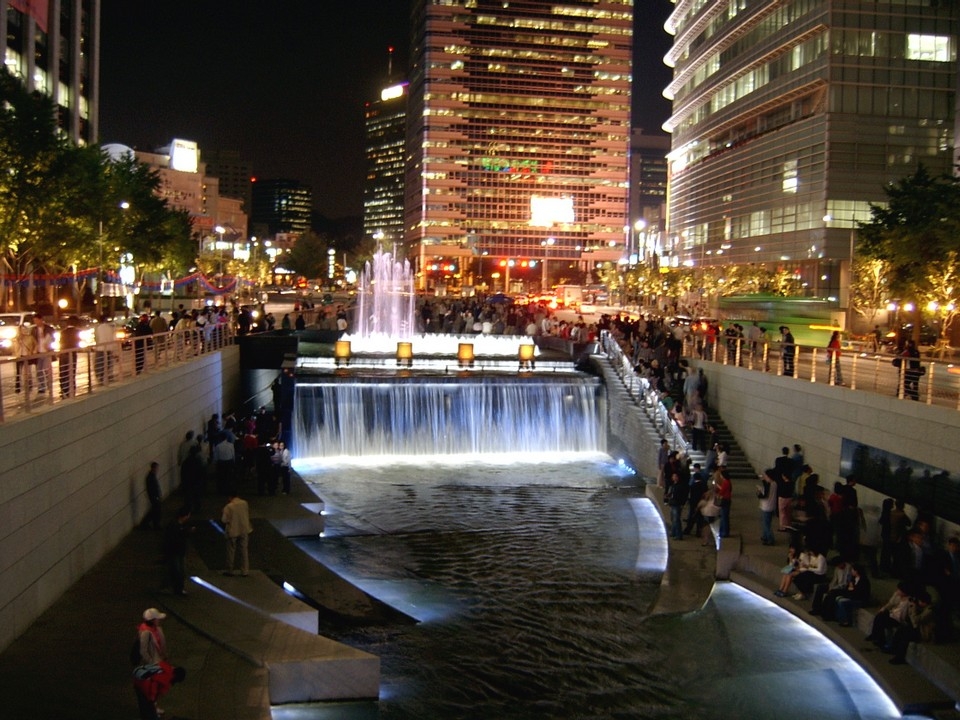 hoa vao khong khi soi dong cua cho dem seoul