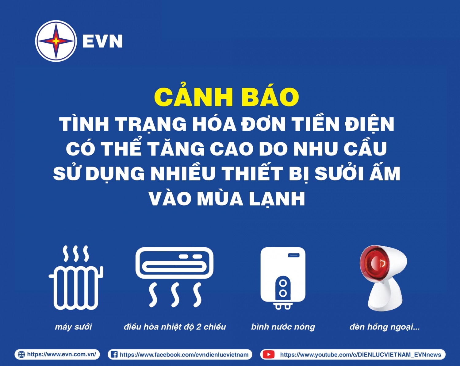 EVN cảnh báo hoá đơn tiền điện có thể tăng cao EVN cảnh báo hoá đơn tiền điện có thể tăng cao