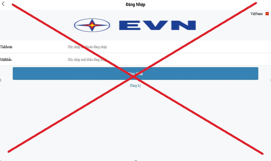 Lại xuất hiện trang web giả mạo thương hiệu EVN